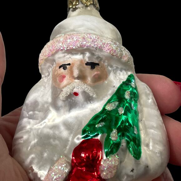 Vintage Inge Glas Ornament Father Frost White Santa Mercury Glass Germany 4096? - Picture 10 of 16